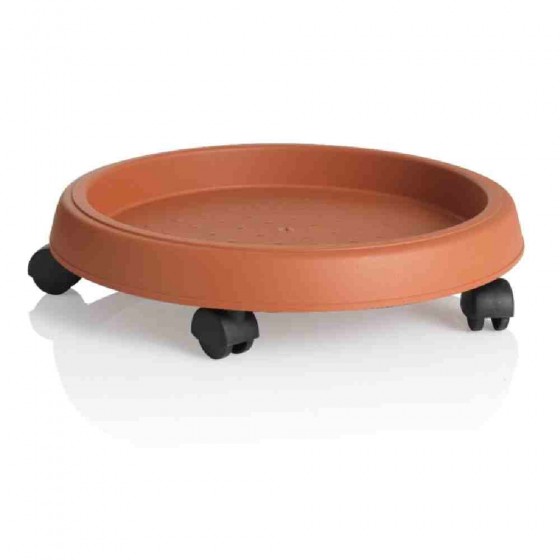 SOTTOVASO ROTONDO CON RUOTE Ø 35 CM COLORE TERRACOTTA - BAMA