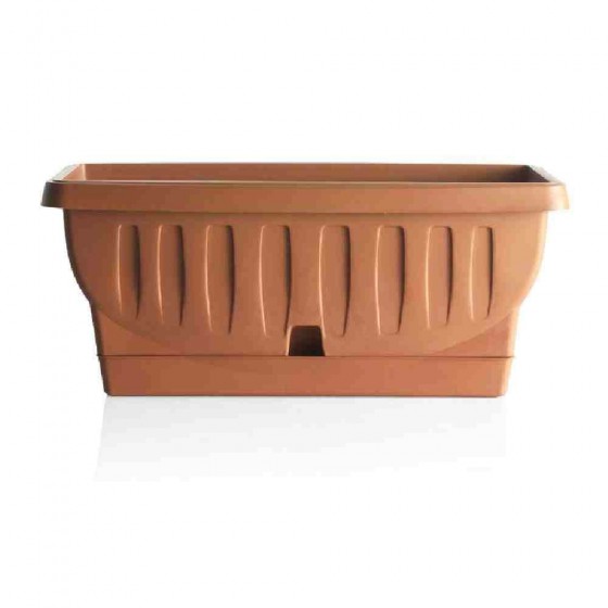 FIORIERA NATURA CON SOTTOVASO LUNGHEZZA 40 CM COLORE TERRACOTTA - BAMA