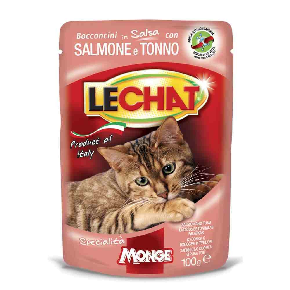 BOCCONCINI IN SALSA GATTO LECHAT CON SALMONE E TONNO 100 GR - MONGE