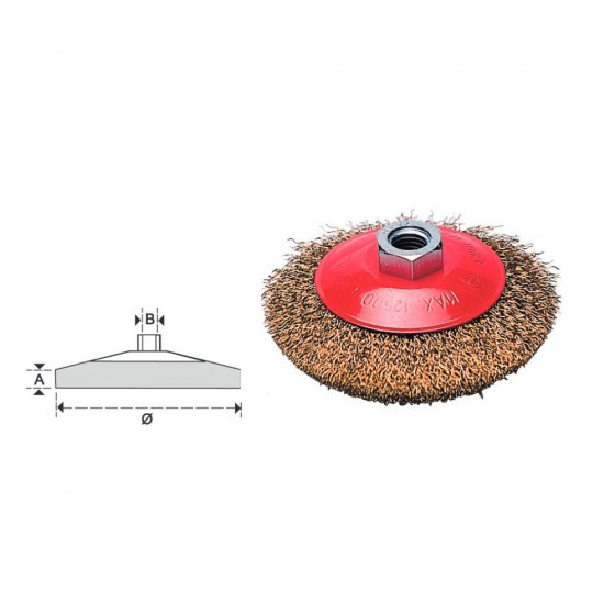 SPAZZOLA CONICA CON FILO ACCIAIO ONDULATO 0,3 MM - Ø 100x10 MM - 14 MA CF IN BLISTER - MAURER