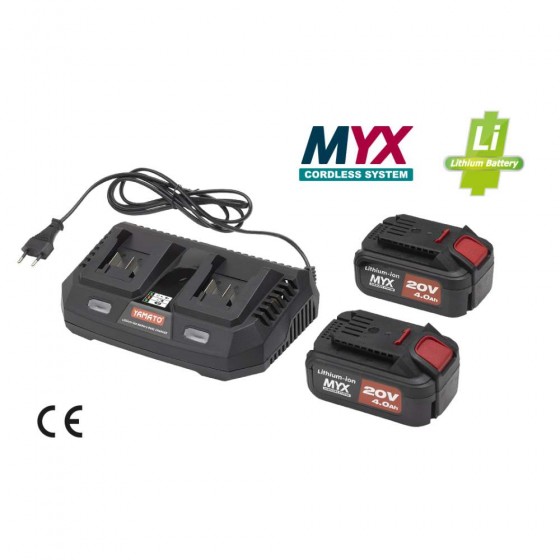 KIT 2 BATTERIE AL LITIO+CARICABATTERIA DOPPIO - YAMATO MYX