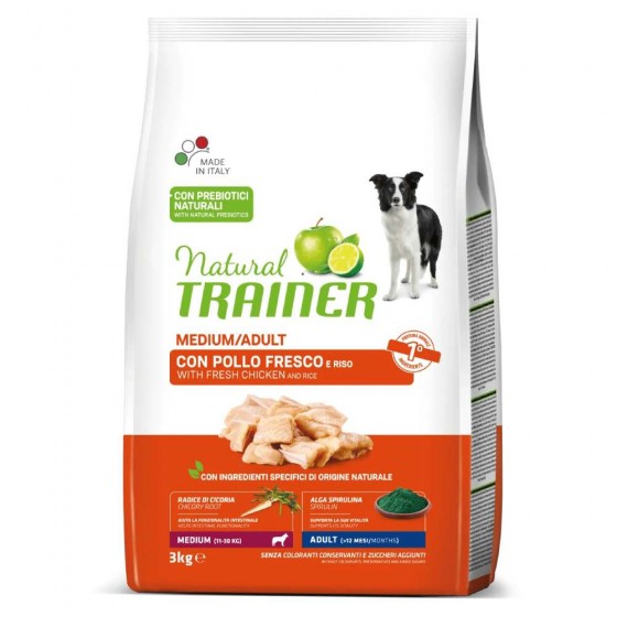 CROCCHETTE CANE MEDIUM ADULT CON POLLO 3 KG - NATURAL TRAINER